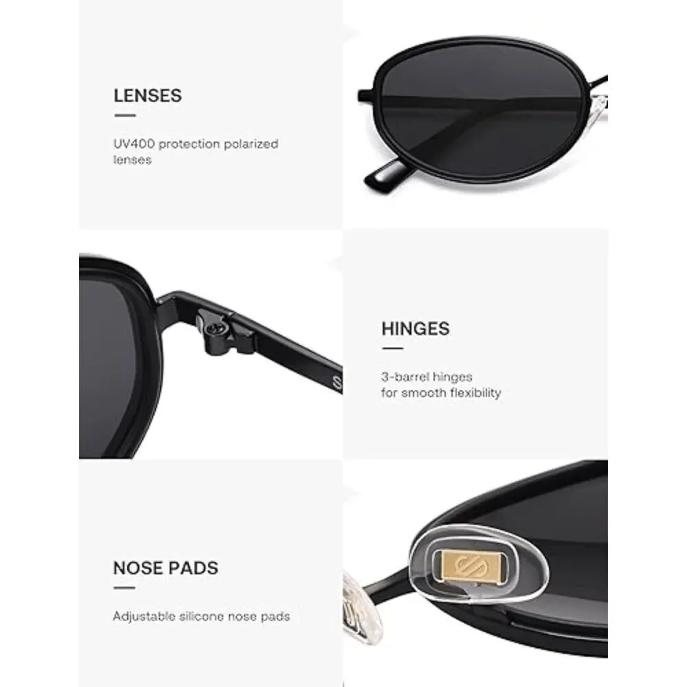 Trendy Oval Round Polarized Sunglasses for Men and Women Retro SJ1248